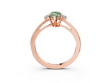 Rose gold Fancy Green Marquise  Cut Three-Stone Solitaire Ring with Round Accent Diamonds and Four-Prong Setting_23