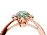 Rose gold Fancy Green Marquise  Cut Three-Stone Solitaire Ring with Round Accent Diamonds and Four-Prong Setting_24