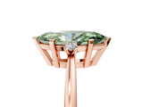 Rose gold Fancy Green Marquise  Cut Three-Stone Solitaire Ring with Round Accent Diamonds and Four-Prong Setting_25