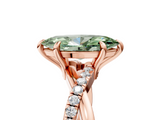 Rose gold Fancy Green Marquise  Cut Twist Band Solitaire Diamond Ring with Pavé Setting_8