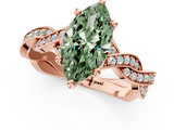 Rose gold Fancy Green Marquise  Cut Twisted Pavé Band Solitaire Ring with Four-Prong Setting_56