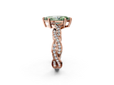 Rose gold Fancy Green Marquise  Cut Twisted Pavé Band Solitaire Ring with Four-Prong Setting_57
