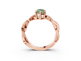 Rose gold Fancy Green Marquise  Cut Twisted Pavé Band Solitaire Ring with Four-Prong Setting_58