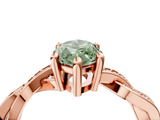 Rose gold Fancy Green Marquise  Cut Twisted Pavé Band Solitaire Ring with Four-Prong Setting_59