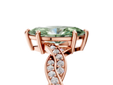Rose gold Fancy Green Marquise  Cut Twisted Pavé Band Solitaire Ring with Four-Prong Setting_60