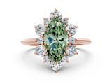 Rose gold Fancy Green Marquise  Diamond Cluster Halo Ring with Solitaire Band and Four-Prong Setting_20