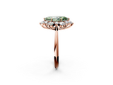 Rose gold Fancy Green Marquise  Diamond Cluster Halo Ring with Solitaire Band and Four-Prong Setting_22