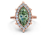 Rose gold Fancy Green Marquise  Diamond Cluster Halo Solitaire with Four-Prong Setting_77