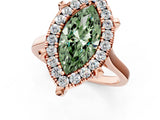 Rose gold Fancy Green Marquise  Diamond Cluster Halo Solitaire with Four-Prong Setting_78
