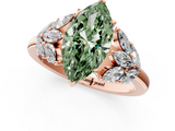 Rose gold Fancy Green Marquise  Diamond Cluster Leaf Design Ring with Prong Setting_71
