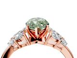 Rose gold Fancy Green Marquise  Diamond Cluster Leaf Design Ring with Prong Setting_74