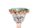 Rose gold Fancy Green Marquise  Diamond Cluster Leaf Design Ring with Prong Setting_75