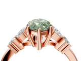 Rose gold Fancy Green Marquise  Diamond Floral Cluster Ring with Solitaire Band and Prong Setting_36