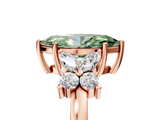 Rose gold Fancy Green Marquise  Diamond Floral Cluster Ring with Solitaire Band and Prong Setting_37