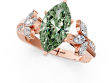 Rose gold Fancy Green Marquise  Diamond Floral Vine Solitaire Engagement Ring_4