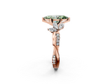 Rose gold Fancy Green Marquise  Diamond Floral Vine Solitaire Engagement Ring_5