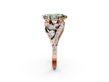 Rose gold Fancy Green Marquise  Diamond Halo Ring with Marquise and Pavé Band in Prong Setting_69