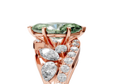 Rose gold Fancy Green Marquise  Diamond Halo Ring with Marquise and Pavé Band in Prong Setting_72