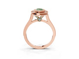 Rose gold Fancy Green Marquise  Diamond Halo Ring with Milgrain Frame and Pavé Band_76