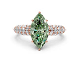 Rose gold Fancy Green Marquise  Diamond Pavé Band Solitaire Ring with Four-Prong Setting_49