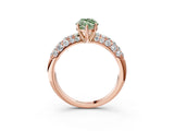 Rose gold Fancy Green Marquise  Diamond Pavé Band Solitaire Ring with Four-Prong Setting_52