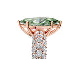 Rose gold Fancy Green Marquise  Diamond Pavé Band Solitaire Ring with Four-Prong Setting_54