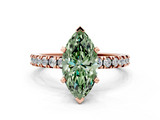 Rose gold Fancy Green Marquise  Diamond Pavé Band Solitaire with Four-Prong Setting_201