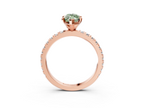 Rose gold Fancy Green Marquise  Diamond Pavé Band Solitaire with Four-Prong Setting_204