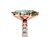 Rose gold Fancy Green Marquise  Diamond Pavé Band Solitaire with Four-Prong Setting_206