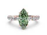 Rose gold Fancy Green Marquise  Diamond Pavé Band Solitaire with Four-Prong Setting_3