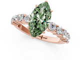 Rose gold Fancy Green Marquise  Diamond Pavé Band Solitaire with Four-Prong Setting_4