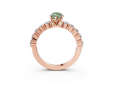 Rose gold Fancy Green Marquise  Diamond Pavé Band Solitaire with Four-Prong Setting_6