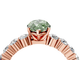 Rose gold Fancy Green Marquise  Diamond Pavé Band Solitaire with Four-Prong Setting_7