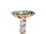 Rose gold Fancy Green Marquise  Diamond Pavé Band Solitaire with Four-Prong Setting_8