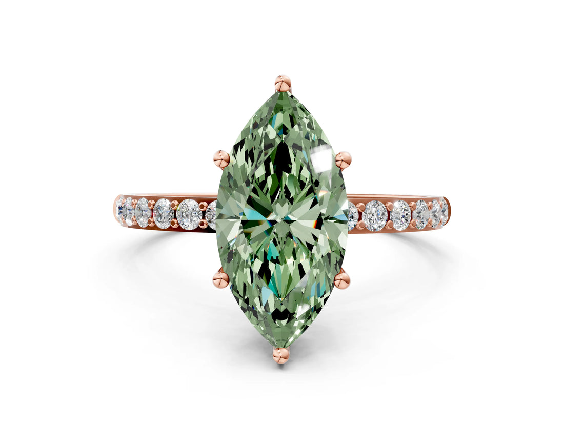 Rose gold Fancy Green Marquise  Diamond Pavé Band with Six-Prong Setting_27