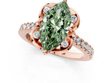 Rose gold Fancy Green Marquise  Diamond Pave Band with Floral Prong Setting_28