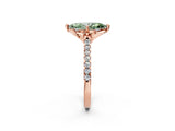 Rose gold Fancy Green Marquise  Diamond Pave Band with Floral Prong Setting_29
