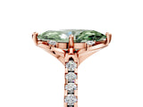 Rose gold Fancy Green Marquise  Diamond Pave Band with Floral Prong Setting_32