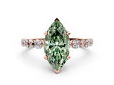 Rose gold Fancy Green Marquise  Diamond Prong Set Engagement Ring with Pave Band_287