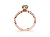 Rose gold Fancy Green Marquise  Diamond Prong Set Engagement Ring with Pave Band_290