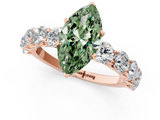 Rose gold Fancy Green Marquise  Diamond Prong Setting with Side Stones on a Pave Band_132