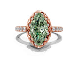 Rose gold Fancy Green Marquise  Diamond Solitaire Ring with Shared Prong Pavé Band_55