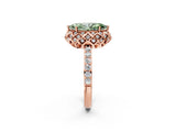 Rose gold Fancy Green Marquise  Diamond Solitaire Ring with Shared Prong Pavé Band_57