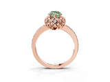 Rose gold Fancy Green Marquise  Diamond Solitaire Ring with Shared Prong Pavé Band_58