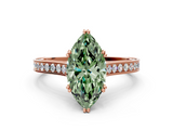 Rose gold Fancy Green Marquise  Diamond Solitaire with Pave Band and Six-Prong Setting_37