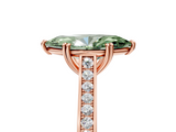 Rose gold Fancy Green Marquise  Diamond Solitaire with Pave Band and Six-Prong Setting_42