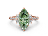 Rose gold Fancy Green Marquise  Diamond Three-Stone Pave Band with Four-Prong Setting_20