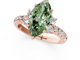 Rose gold Fancy Green Marquise  Diamond Three-Stone Pave Band with Four-Prong Setting_21
