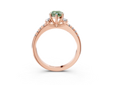 Rose gold Fancy Green Marquise  Diamond Three-Stone Pave Band with Four-Prong Setting_23