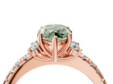 Rose gold Fancy Green Marquise  Diamond Three-Stone Pave Band with Four-Prong Setting_24